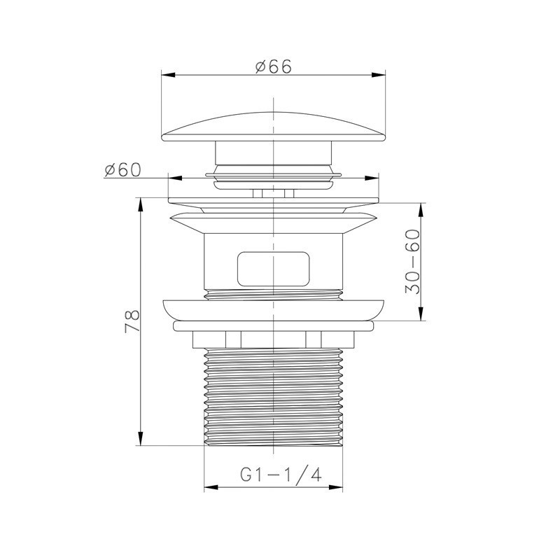 Донний клапан для раковини з переливом Zerix BV-09 GRAY 1 1/4
