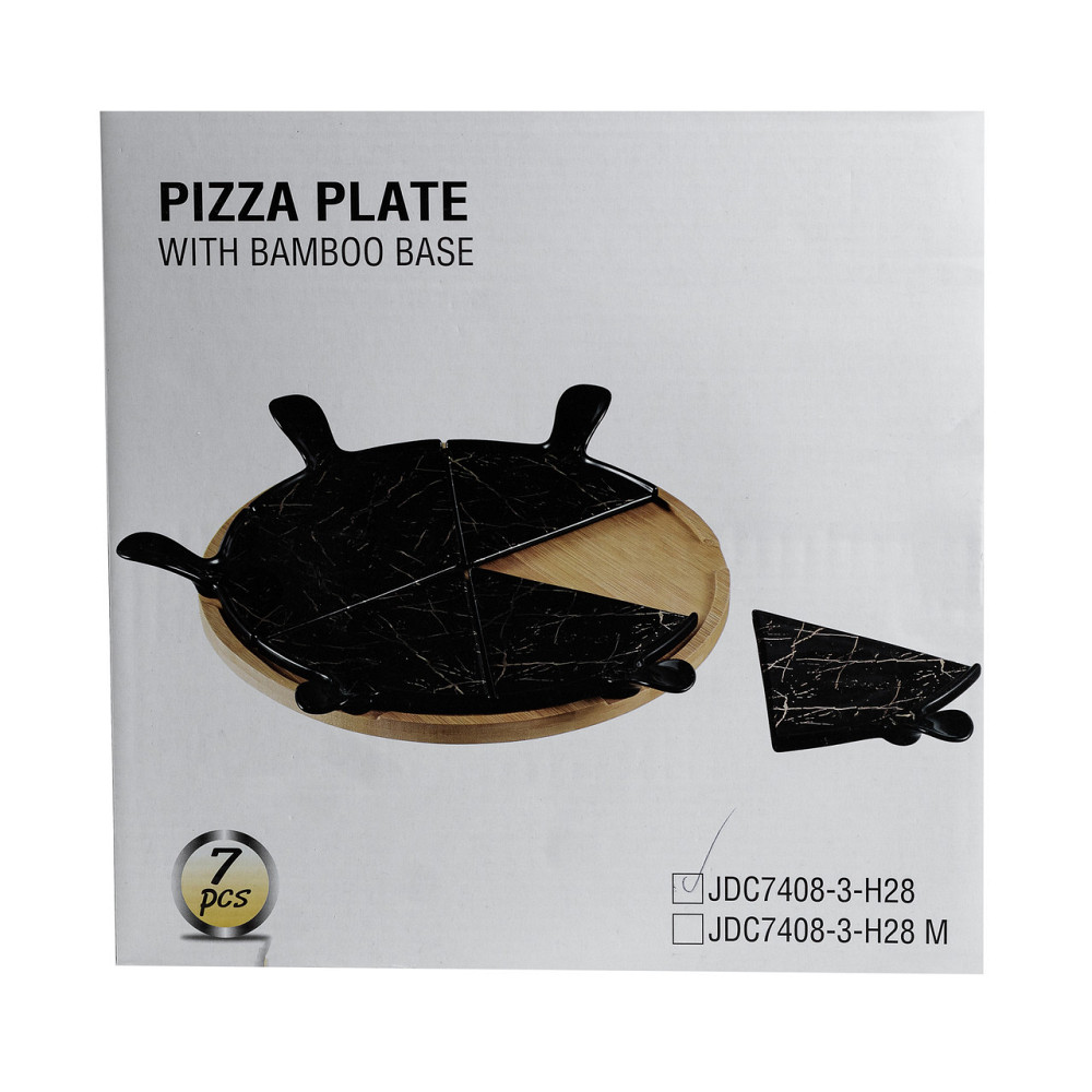 Тарілка для піци 28 см порцелянова з бамбуковою підставкою, що обертається, секційна чорна HP1247 Коломия - фото 9