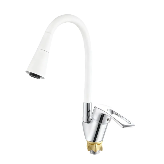 Кухонный смеситель с белым силиконовым изливом Zerix YUT 181 Reflector White (ZX5985) Харьков