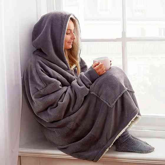 Плед жіноча толстовка з капюшоном (100х80см) HUGGLE HOODIE,Сірий SBR Київ