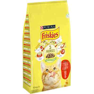Сухой корм для кошек Purina Friskies с говядиной, курицей и овощами 10 кг (5997204569004) Винница