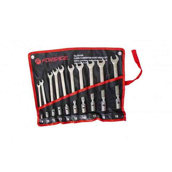 Набір ключів рожково-торцевих шарнірних 10пр. (8, 10, 12-19мм), на полотні Одеса