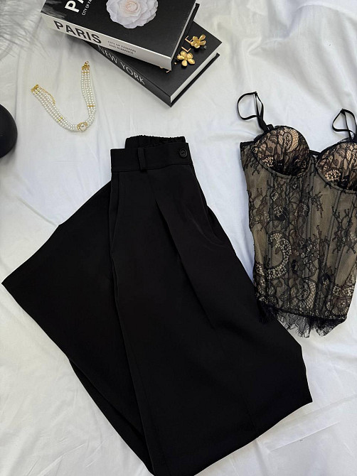 Женские базовые брюки палаццо костюмка Черный, 42/44 Одесса - изображение 3