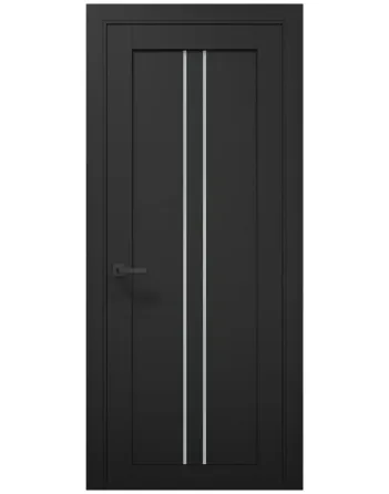 Двері екокошпон, Полотно, серія TETRA, Модель Т-02 (сатин) Колір: Чорний матовий  (НОВИНКА) Київ