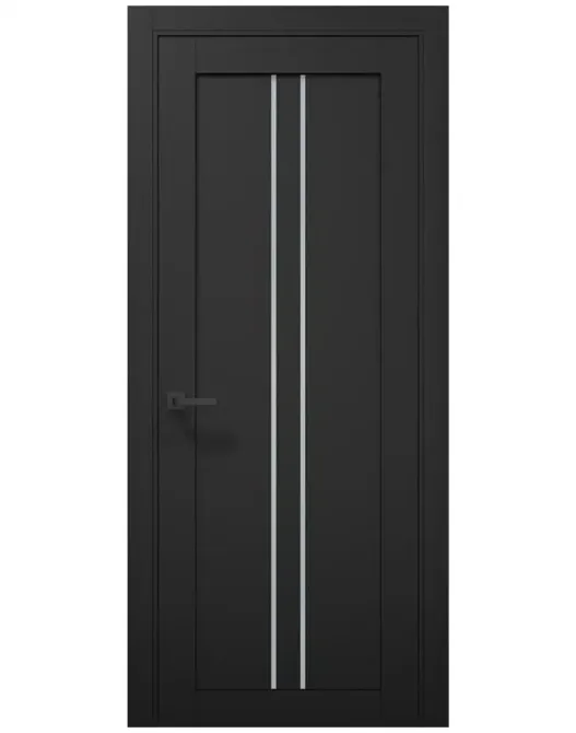 Двері екокошпон, Полотно, серія TETRA, Модель Т-02 (сатин) Колір: Чорний матовий  (НОВИНКА) Київ - фото 1