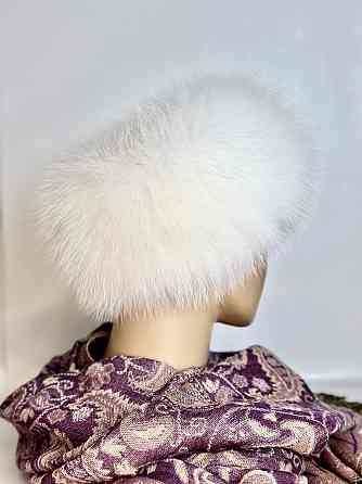 Меховая повязка на голову женская песцовая Белый Харьков