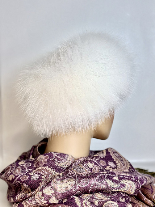 Меховая повязка на голову женская песцовая Белый Харьков - изображение 3