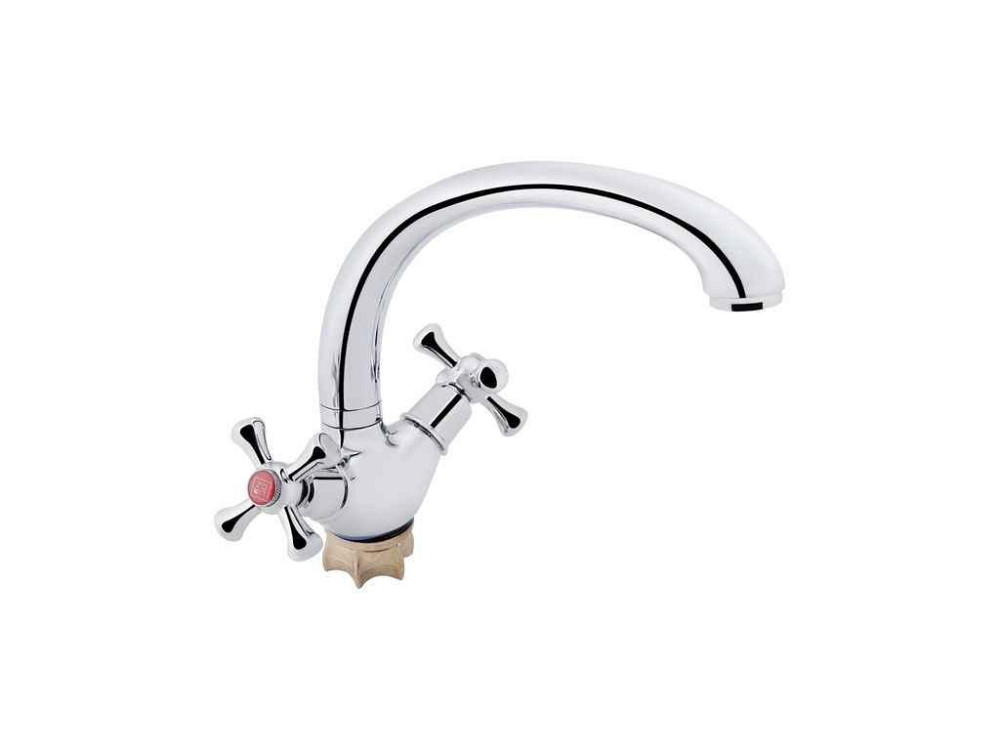 Смеситель на мойку хром для кухни Lamb 273F, Chrome двухвентильный LDLAM273FCRM21890 ТМ Lidz Киев - изображение 1