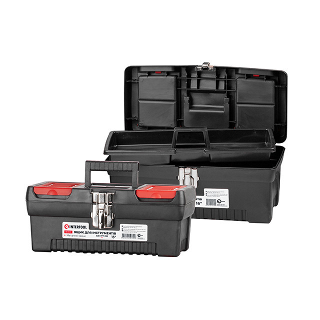 Комплект ящиків для інструментів з метал. замками, 2 шт. (BX-1013 12,5", BX-1016 16") INTERTOOL BX-0009 Київ - фото 2