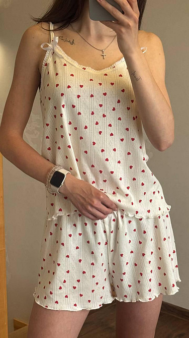 Женский комплект для дома и сна Красные сердечки XS-S Харьков - изображение 3