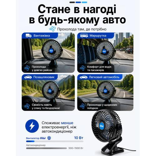 Вентилятор 7 дюймів ВН.12.705 HF-372 на 12V Харків - фото 9