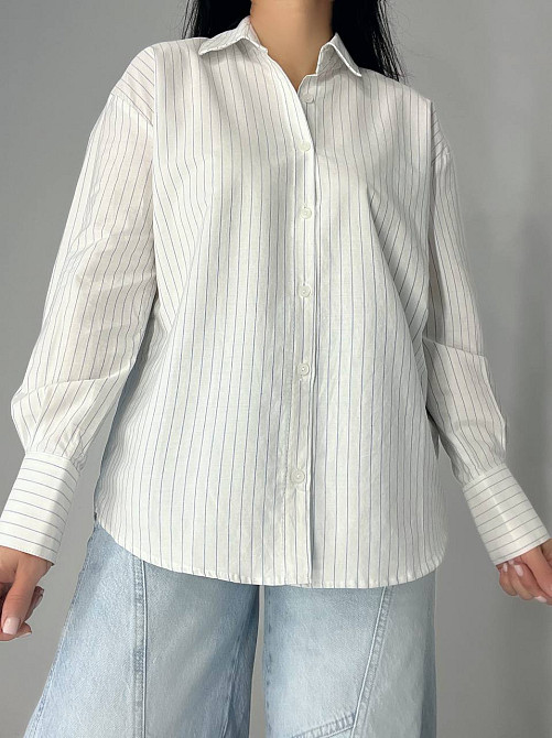 Сорочка жіноча Mix Ray 4465 оверсайз блакитна смуга біла, білий, M Київ - фото 19