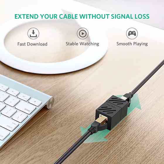 Соединитель витой пары RJ45 Ugreen NW114 20390 (Черный) Николаев