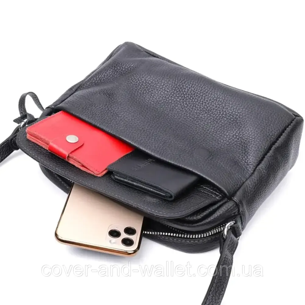 Черная женская сумка-кроссбоди из натуральной кожи высокого качества Grande Pelle 755710 Киев - изображение 10