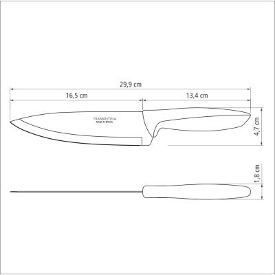 Кухонный нож Tramontina Plenus Black Chef 178 мм (23426/107) Винница - изображение 5