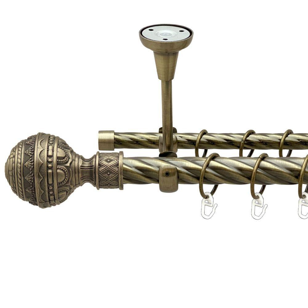 Карниз Orvit Арабеска металевий дворядний відкритий до стелі скручена труба кільце металеве Антик 25\16 мм 300 Львов - изображение 1