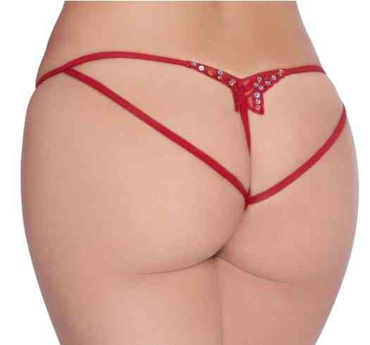 Труси з розрізом та паєтками one size червоний Київ