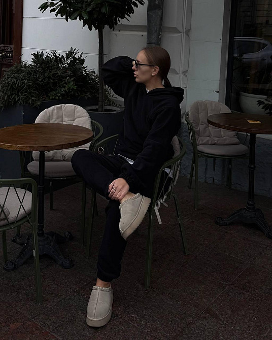 Женский теплый спортивный костюм двойка Двухсторонний плотный флис Черный, 42/46 Одесса - изображение 3