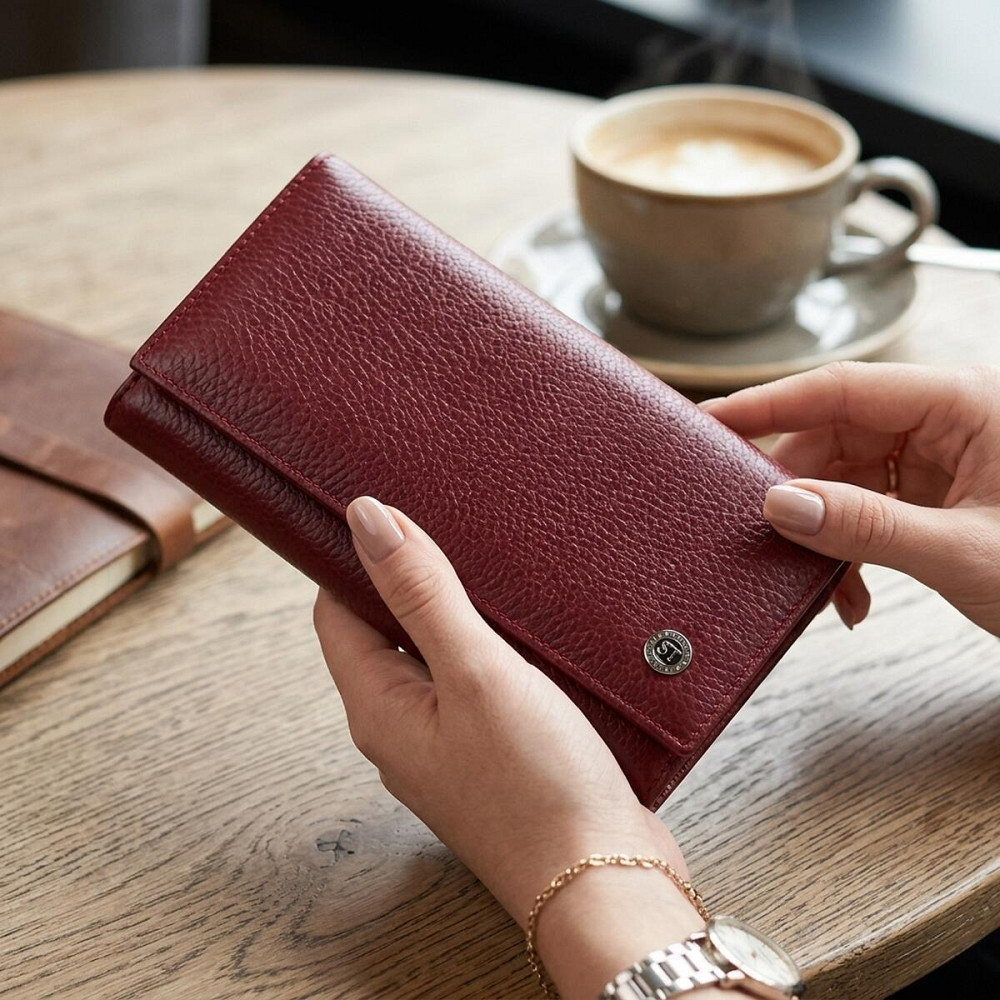 Практичный кошелек для женщин из натуральной кожи ST Leather 23098 Бордовый Киев - изображение 12