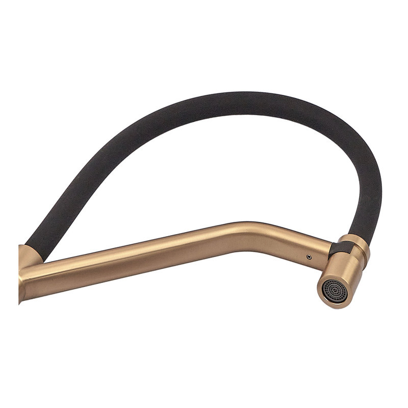 Змішувач для кухні MIXXUS PREMIUM GRAVITY 017 (NUT) BRUSHED GOLD REFL.BLACK (Матове золото+силіконовий вилив чорний) (MI8410) ( Харків - фото 9