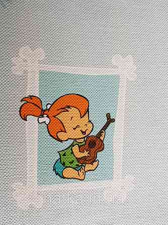 Обои виниловые на флизелине AdaWall Ada Kids метровые детские мультфильм Флинтстоуны картинки  на голубом фоне Киев