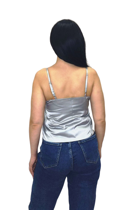 Шовкова майка на тонких бретельках Сірій XL/2XL Харків - фото 8