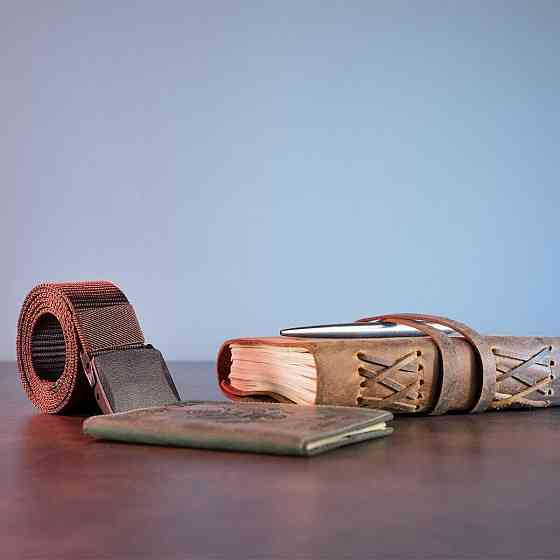 Тканинний чоловічий ремінь Vintage 20229 Коричневий Київ