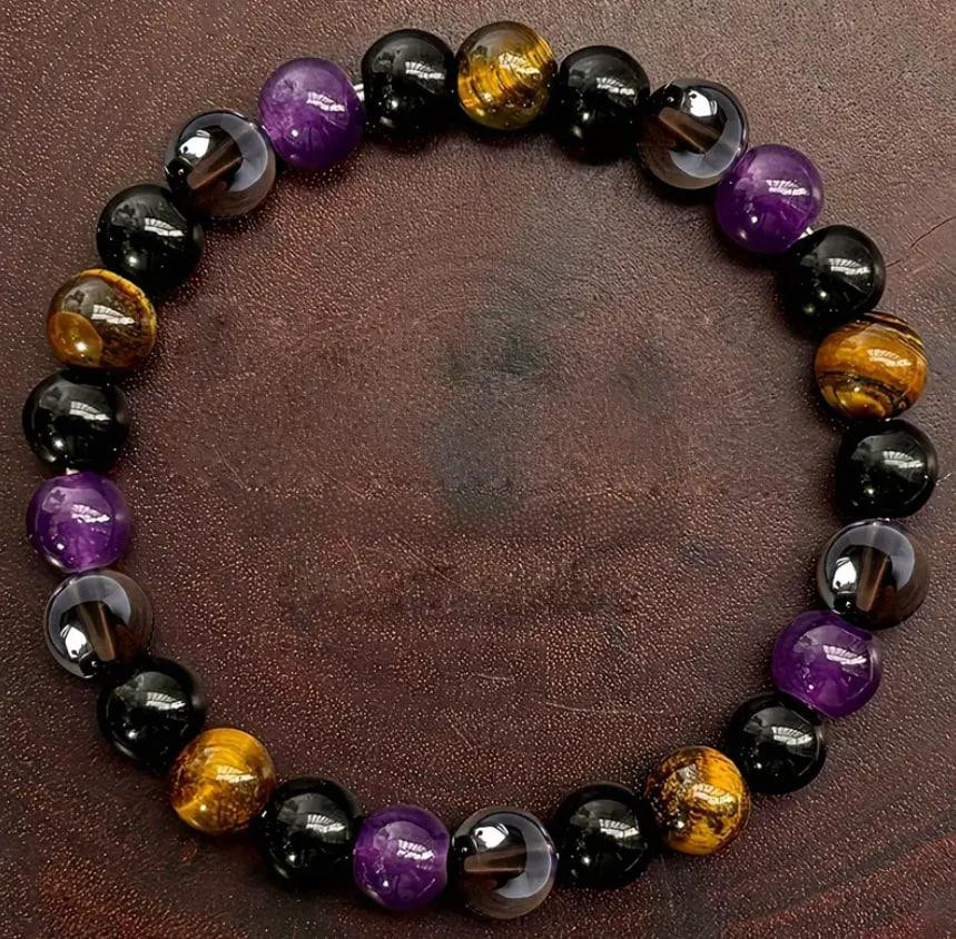 Защитный браслет из натуральных камней | Тигровый глаз, обсидиан, дымчатый кварц, аметист | Защита о Киев - изображение 4