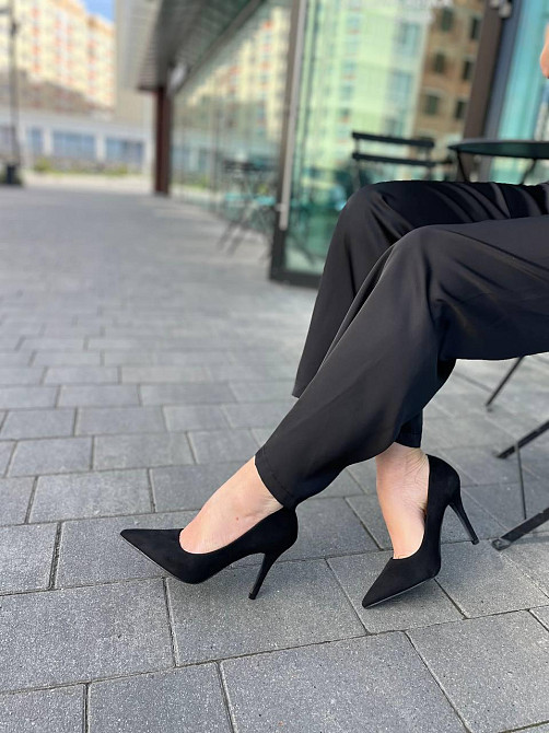 Q&Q Туфлі на підборах жіночі зі штучної замші весна-осінь демісезонні чорні QQ18-1 р. 36-41 Коломия - фото 4