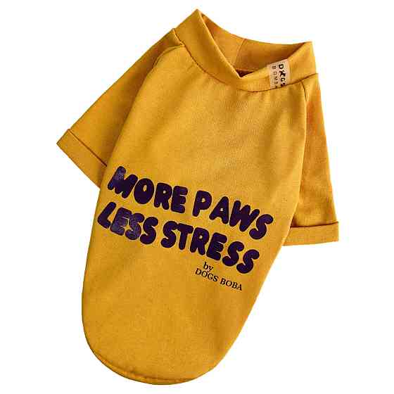 Футболка для собак хлопок Dogs Bomba Less Stress унисекс желтая Одесса