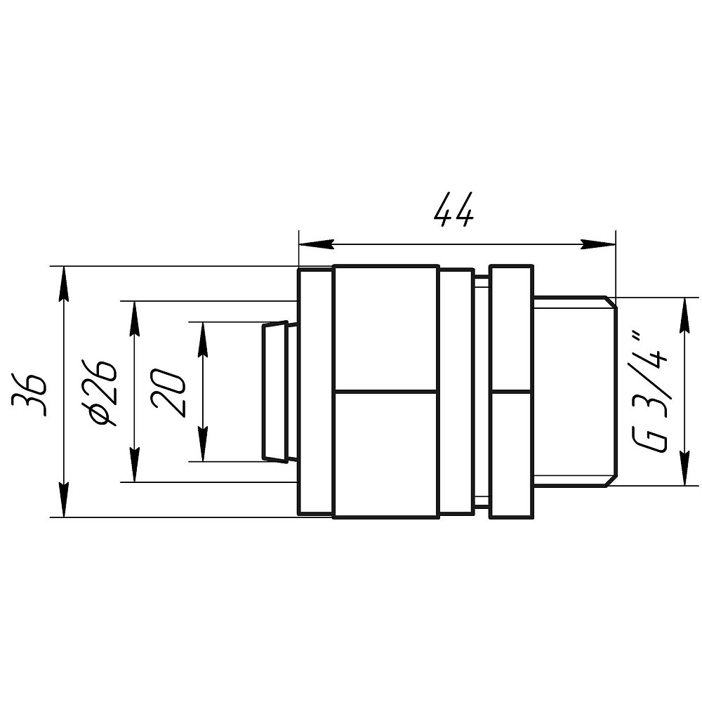 Муфта із зовнішньою різьбою APE ITALY 701 L 3/4″x26 Луцк - изображение 6