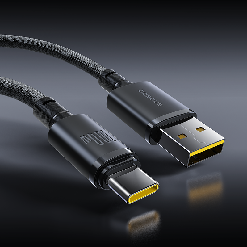 Кабель Baseus New Braided Fast Charging Cable USB-A to USB-C 100W/7.5W 1m Cosmic Black Одеса - фото 3