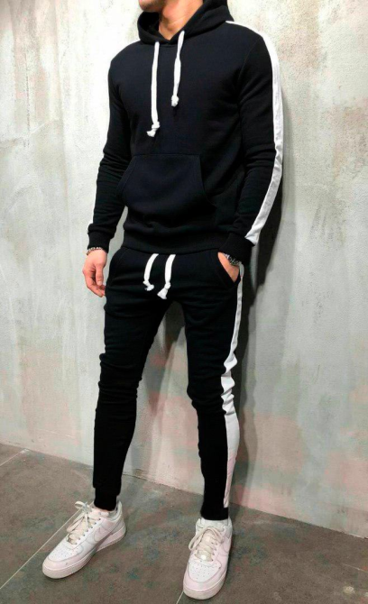 Костюм спортивний чоловічий лампаси весна Чорний L Харків - фото 3