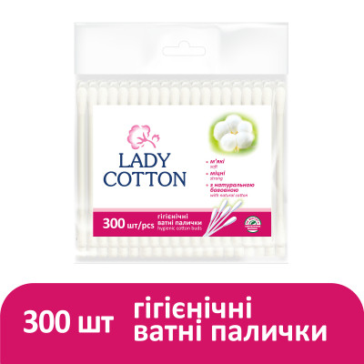 Ватные палочки Lady Cotton в полиэтиленовом пакете 300 шт. (4823071621402) Винница - изображение 2