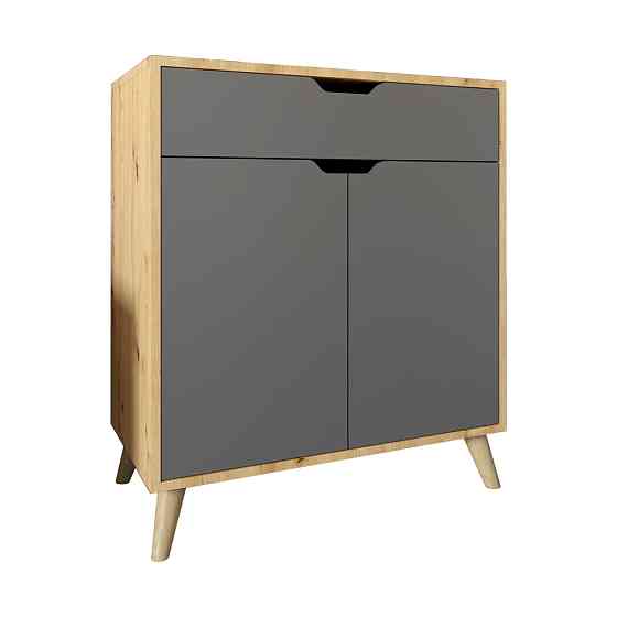 Комод в гостиную с ножками в цвете Орех светлый М-ЗОН Борн 750 Дуб Артизан/Антрацит (MZN-031045) Львов