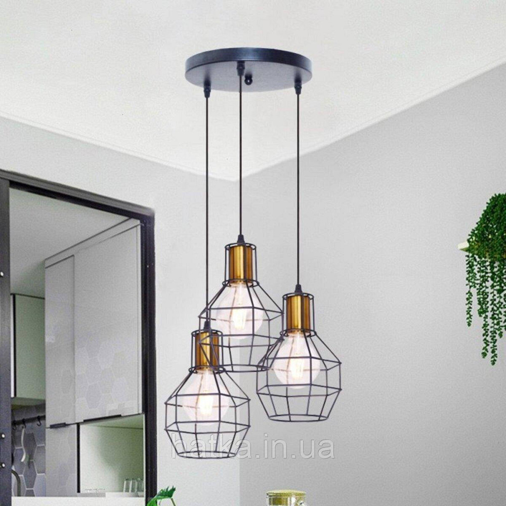 Люстра в стилі лофт GLD-22903-3 на 3 плафони Київ - фото 3