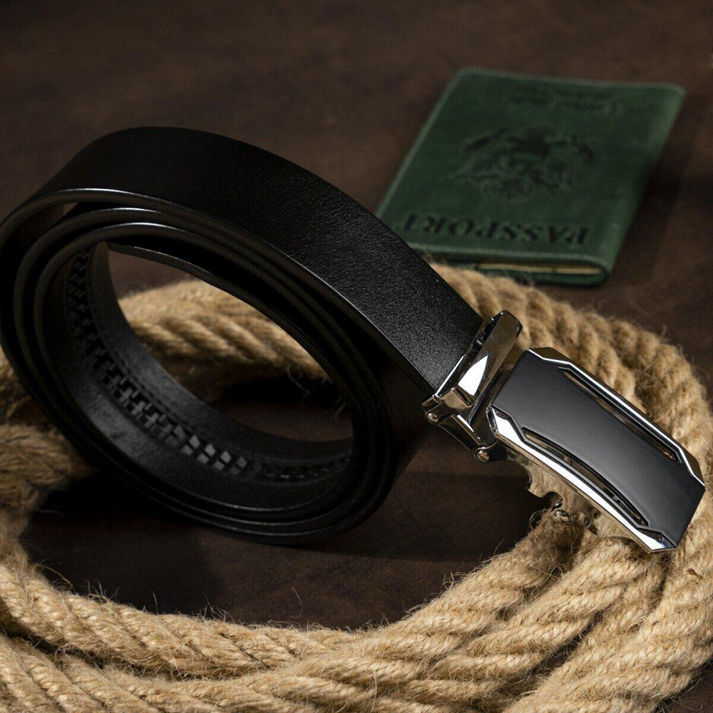 Ремень мужской с черной вставкой на пряжке Vintage 20255 Черный Киев - изображение 6