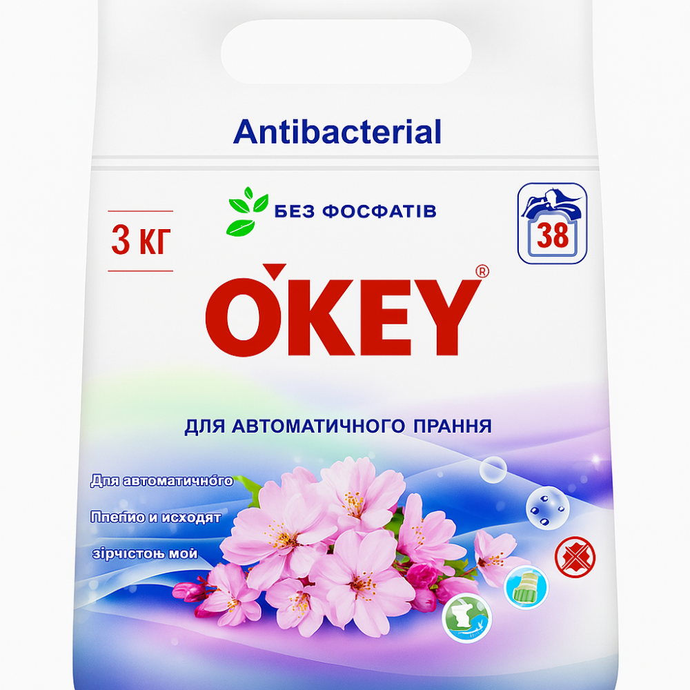 Пральний порошок O'key Antibacterial Color для автоматичного прання, 3 кг Київ - фото 1