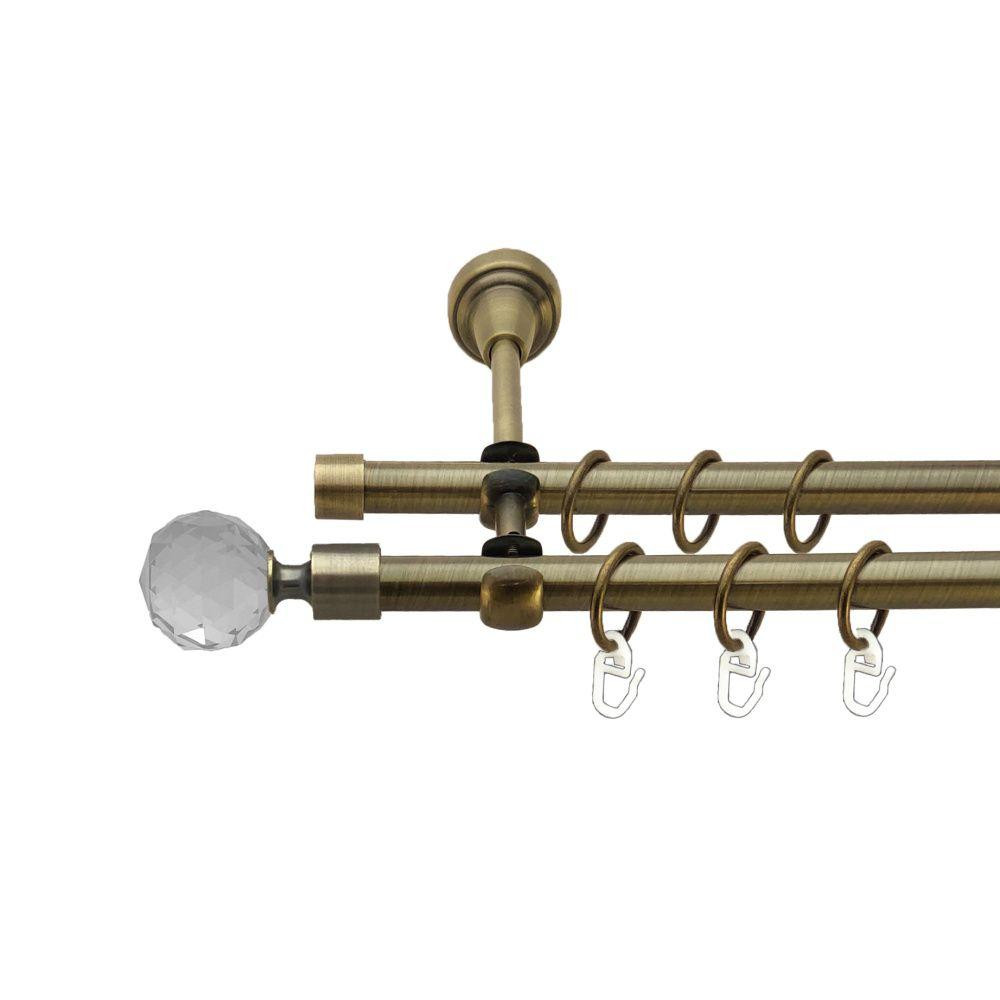 Карниз Orvit Люміера металевий дворядний відкритий гладка труба кільце металеве Антик 16\16 мм 300 см Львов - изображение 1