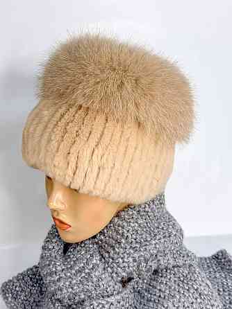 Меховая шапка женская кубанка Анжелика Бежевый Харьков