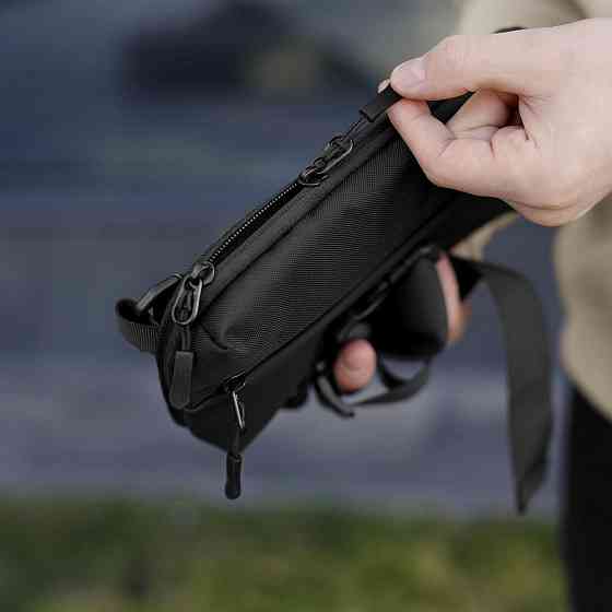 Чоловіча чорна сумка з кишенями на замку Pobedov Practical Київ