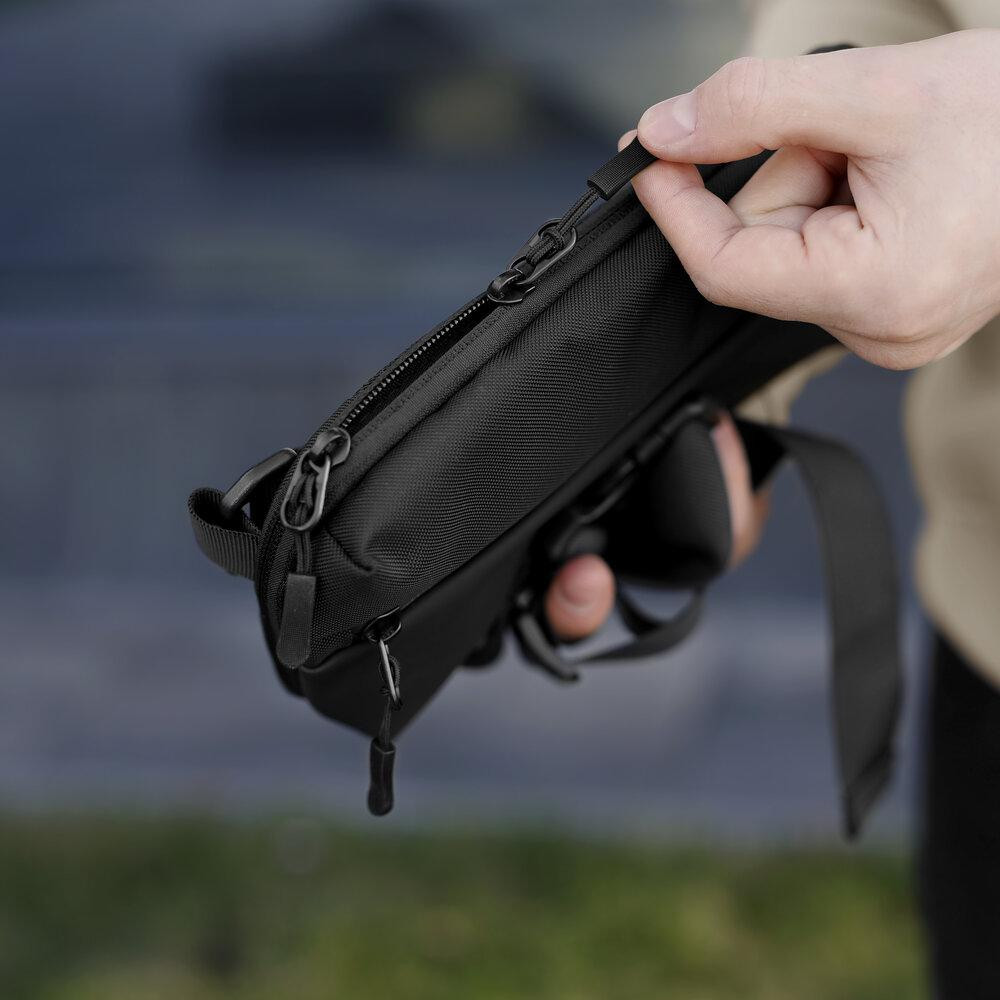 Мужская черная сумка с карманами на замке Pobedov Practical Киев - изображение 6