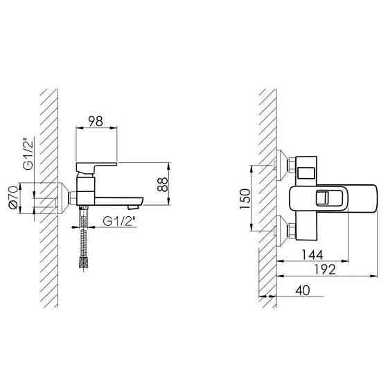 Змішувач для ванни з душовим гарнітуром Lidz Wawel 006 Chrome Київ