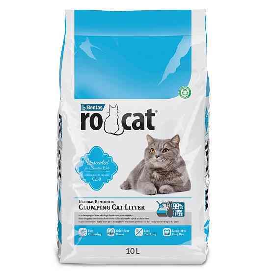 Бентонитовый наполнитель RoCat Unscented для кошачьего туалета, без аромата, 10 л (8.5 кг) Киев