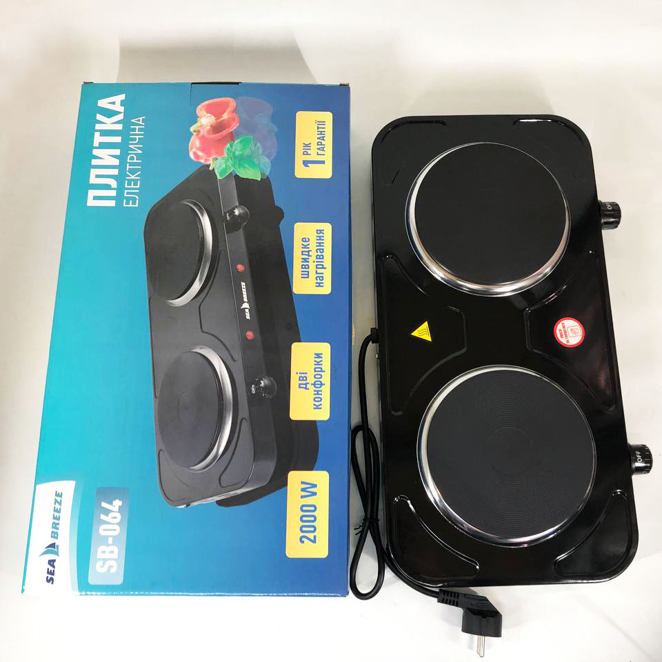 Кухонна плита для маленької кухні, Настільна потужна плита Електрична на подвійну конфорку SF-44 Івано-Франківськ - фото 2