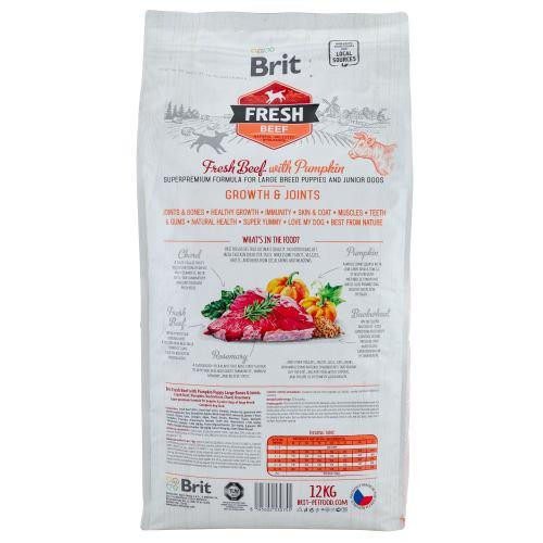Сухой корм Brit Fresh для щенков и молодых собак больших пород, с говядиной и тыквой, 12 кг Киев - изображение 3