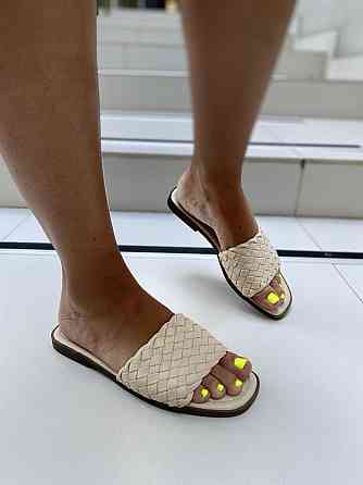 L&M Стильні шльопанці жіночі, штучна шкіра, бежеві на низькій підошві літні L&M 314-3 р. 38-40 Коломыя