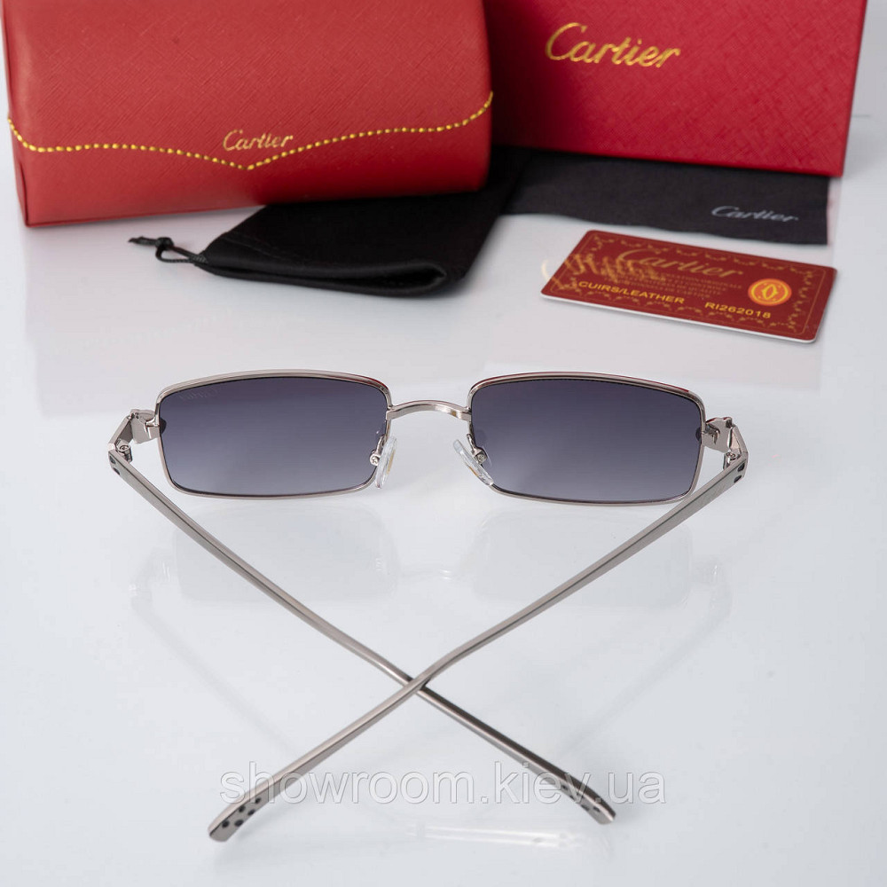 Жіночі стильні сонцезахисні окуляри Cartier (62870) silver Київ - фото 2