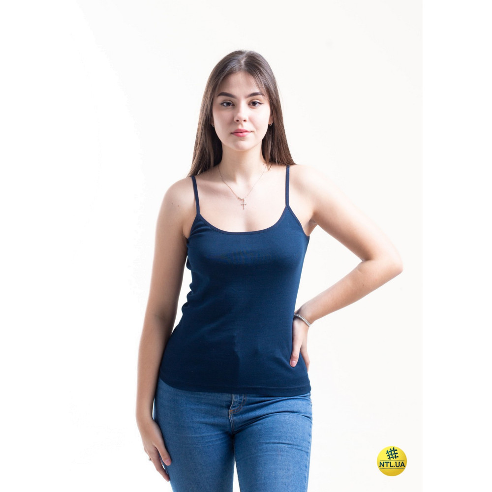 Базова однотонна жіноча майка з бавовни на тонких бретелях Наталюкс 21-2101 3XL Київ - фото 1