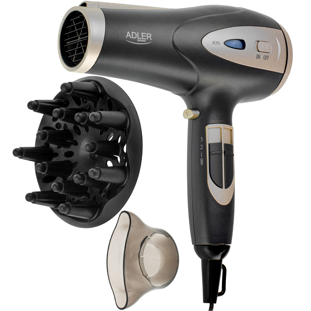 Фен Adler AD 2248 grey champane 2200Вт/ 2 швидкості/ хол.обдув/ темп.режимів-3/ іонізація/ дифузор Вінниця - фото 6